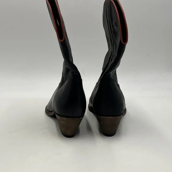 NEW Free People Borderline Black Heeled Boots with Classic Western Style - Picture 5 of 7